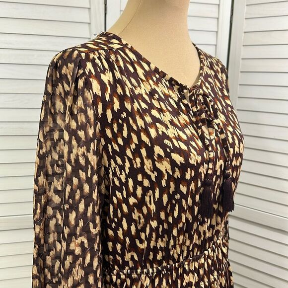 Cupio Mini Dress Large Smocked Leopard Print - Picture 5 of 15